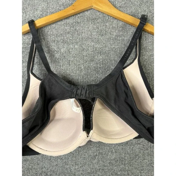Cacique 42B Black Lace Underwire Bra Lightly Lined Demi Adjustable Straps - Picture 6 of 9